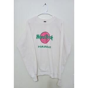 Vintage Screen Stars Hard Rock Cafe Hawaii Neon Graphic Sweatshirt Made n USA XL